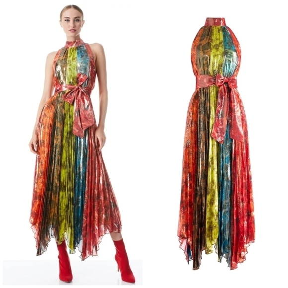 Alice + Olivia Dresses & Skirts - Alice + Olivia Mertie Mock Neck Pleated Maxi Dress